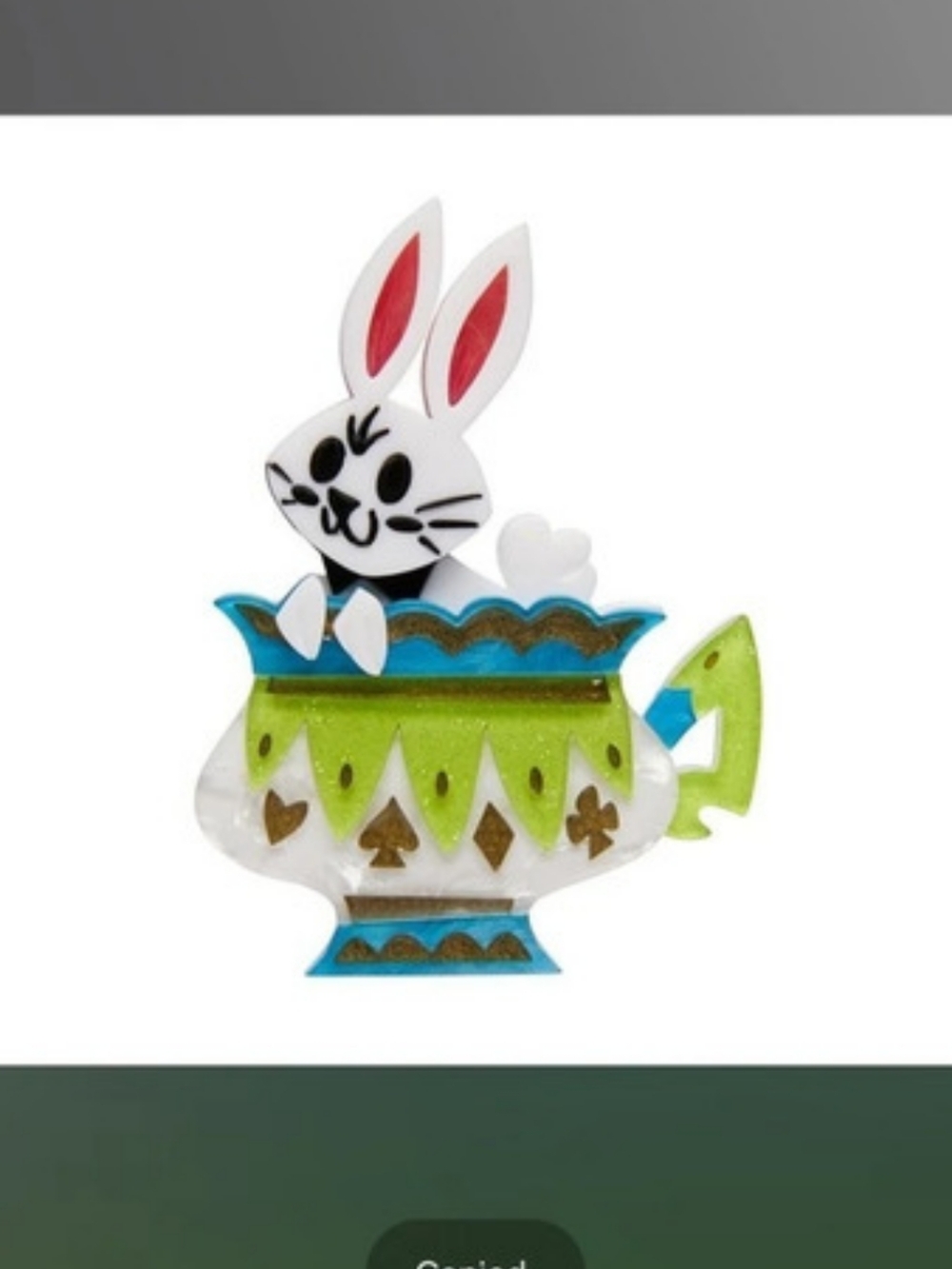 Erstwilder Follow the White Rabbit Brooch White & Green